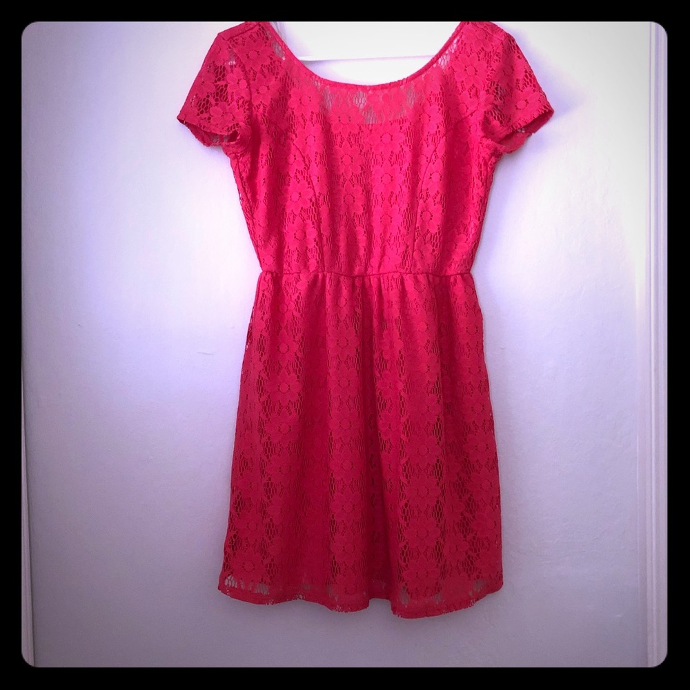 Hot pink lace dress